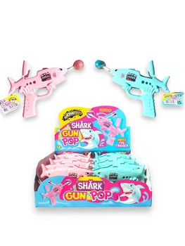 Фруктовий льодяник + іграшка Johny Bee GunPoP Shark Акула 12 шт