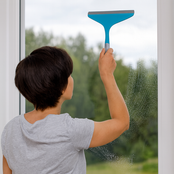 Скребок для окон 22 см Eco Fabric Soft-touch синий/серый EF-4812B