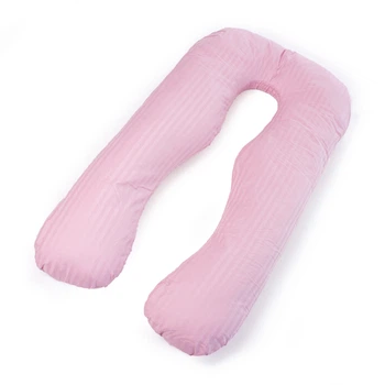 Подушка для беременных и отдыха U-образная MirSon № 8026 Satin Stripe "Pink" EcoSilk 140x75x20 см (2200006178644)