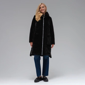 Довга куртка жіноча пальто жіноча зимовий Біо-пух DuPont Sorona original Viva-Wear 71081 44 чорний 71081-1