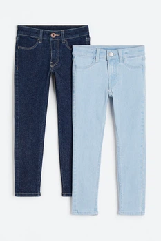 Джинсы (2шт) H&M 110см голубой, темно синий 24099474132