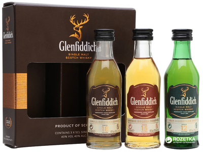 Віскі односолодове Glenfiddich Mix Pack 3 пляшки по 0.05 л - 12 yo. 15 yo. 18 yo 40% (5010327379173)