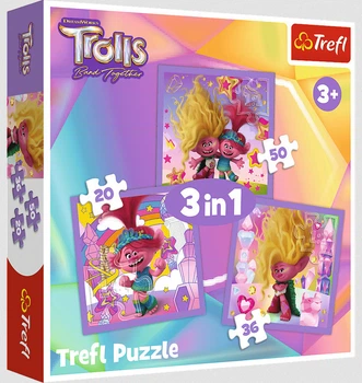 Пазл 3в1 - Зустрічайте веселих тролів Trefl
