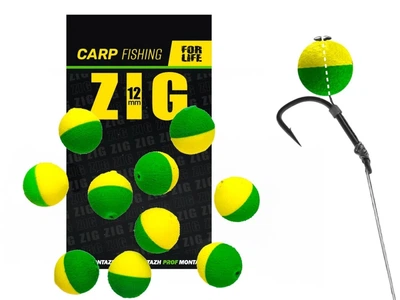 Плаваюча насадка ZIG RIG 12mm Зелено-Жовта 10 шт