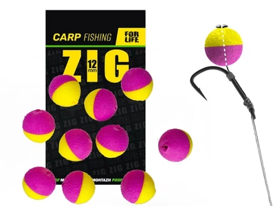 Плаваюча насадка ZIG RIG 12mm Рожево-Жовта 10 шт