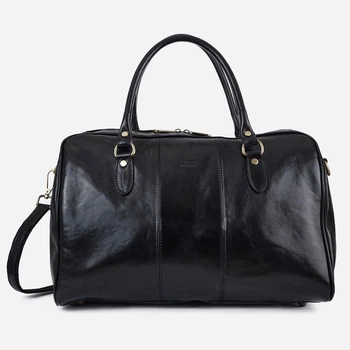 Дорожная кожаная сумка саквояж Virginia Conti m01289_s Черная 45 x 30 x 23 см Италия