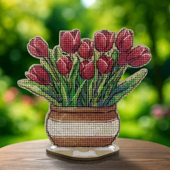 Набор для вышивания нитками на деревянной основе «Тюльпаны» Wonderland Crafts FLW-077