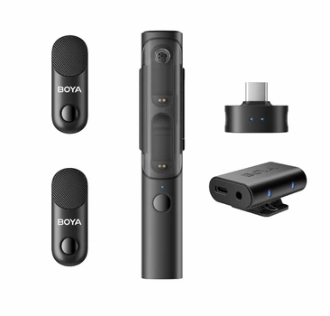 Петличний мікрофон-стік для інтерв'ю BOYA MAGIC-03 (USB Type-C/3.5 mm jack) + петлична система на 2 мікрофона із зарядним кейсом (50050)