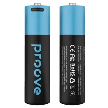 Аккумуляторы Proove Compact Energy AA 2400 mWh / 1600 mAh, 1.5 В, 2 шт – литий-ионные, до 1200 циклов, USB-зарядка