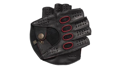 Перчатки автомобильные из натуральной кожи мужские Alpa Gloves митенки черные с красным кантом 1121- 15 размер 8
