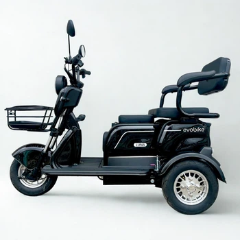 Электроскутер трехколесный EVOBIKE Luna TRIO 60V 23Ah 1200W (2025) с улучшенным аккумулятором и комфортным сиденьем | Чёрный