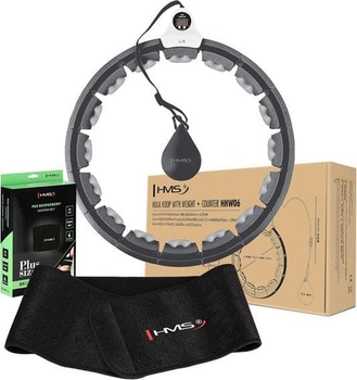 Хула-хуп HMS HHW06 з гравітаційною кулею, лічильником і поясом BR163 Black Plus Size Чорний (5907695558173)