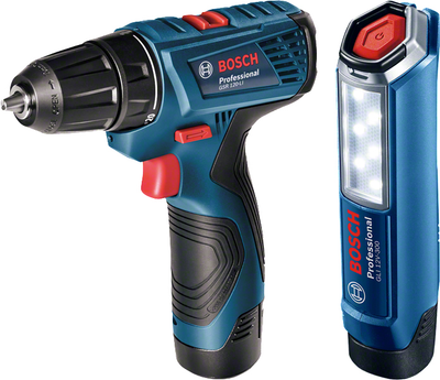 Акумуляторний дриль-шурупокрут Bosch Professional GSR 120-LI 2 А·год + Ліхтар GLI 12V-300 (06019G8004)