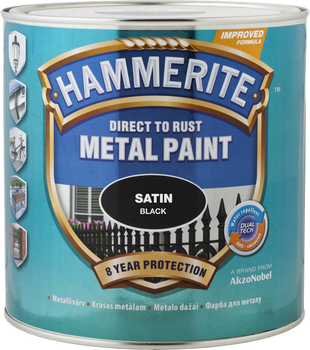 Farba Hammerite Metal Paint Satin półmatowa czarna alkidowa do metalu 0.75 l (5114908)