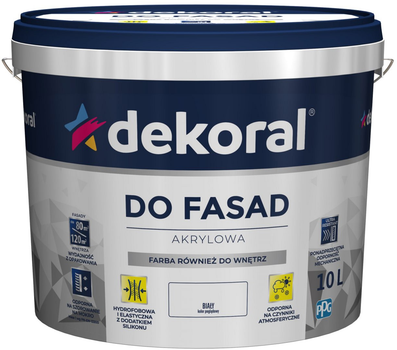 Farba akrylowa Dekoral do elewacji Śnieżnobiała 10 l DL-250815 (5904000810650)