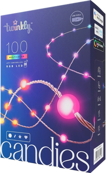 Світлодіодна Smart LED гірлянда Twinkly Candies Pearl RGB 100 IP20 6 м USB-C кабель без БЖ кабель Зелений (TWKP100RGB-G)