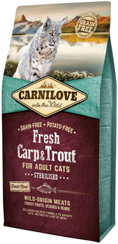 Sucha karma dla kotów dorosłych sterylizowanych Carnilove Cat Fresh Sterilised Karp i pstrąg 6 kg (8595602527465)