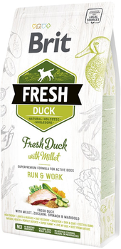 Сухий корм для активних дорослих собак Brit Fresh Active Run & Work з качкою та пшоном 2.5 кг (8595602530823)