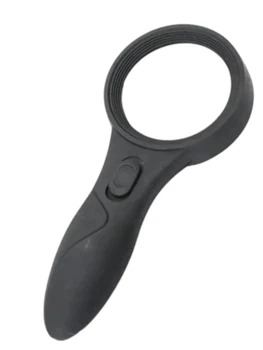 Лупа ручная с подсветкой 6 LED кратное увеличение для ювелиров для чтения MAGNIFIER TH-600 с ручкой 60 мм 4X Черная