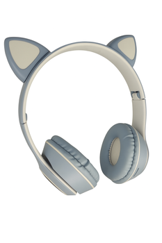 Наушники беспроводные с кошачьими ушками Voltronic Cat Ear с микрофоном и LED подсветкой Голубой (VZV-23M)