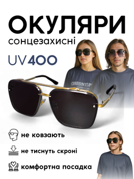 Окуляри сонцезахисні чоловічі жіночі унісекс стильні оправи модні квадратні напівпрозорі очки від сонця темні великі якісні стильні кругло квадратні металеві полікарбонатні UV400 захист від ультрафіолету Hechpro АНMT991 G