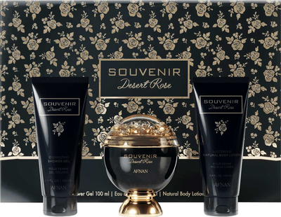 Подарунковий набір для жінок Afnan Souvenir Desert Rose Парфумована вода 100 мл + Гель для душу 100 мл + Лосьйон для тіла 100 мл (6290171073277)