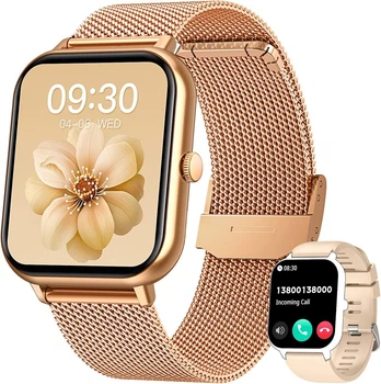 Smart Watch Lady Gold для женщин с фитнес-трекером, пульсометром и 2 ремешка в комплекте