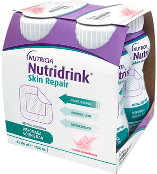 Ентеральне харчування Nutricia Nutridrink Skin Repair Полуниця 4 шт х 200 мл (8716900583209)