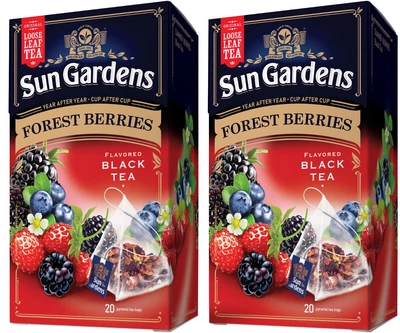 Упаковка чаю чорного Sun Gardens Forest Berries 20 пірамідок по 1.6 г х 2 шт (4820082709488)