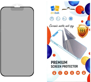 Захисне скло Drobak Matte Ceramics Anty Spy для смартфона Apple iPhone 17 Pro Max Black (333365)