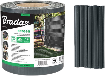 Taśma ogrodzeniowa Bradas 450g/m² 19x3500 cm Szara (TOB4501935GYL)