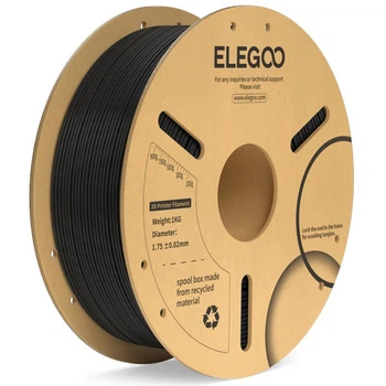 Філамент ELEGOO PLA+ Black 1.75mm , екологічна паперова котушка, 1kg (50.203.0048)