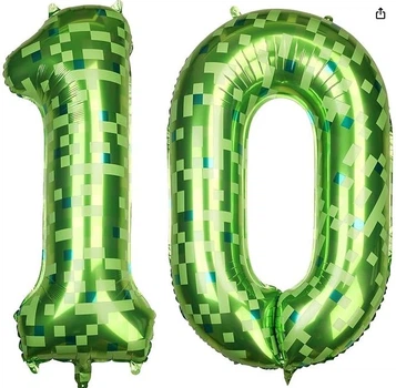 Цифра-куля 10 фольгована зелена піксель 100 см 40"