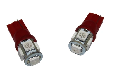 Led лампы в габарит подсветка номера красный цвет W5W, Т10 5Leds 5050SMD, 12V .