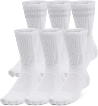Носки Under Armour ESSENTIAL 6PK CREW белые (6 пар) L 1387058-100
