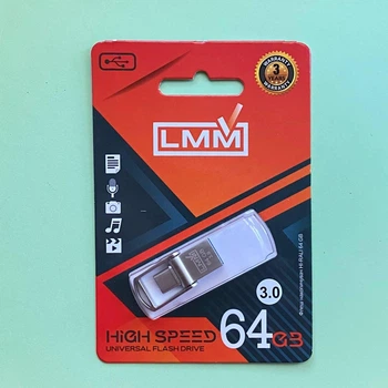 Компактная флешка 64 Gb с двумя разъемами USB 3.0 и USB Type-C, металлический корпус