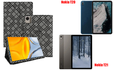 Чехол-подставка CRAYTON для Nokia T20, Nokia T21 – стиль, защита и ручная сборка, цвет Клетка