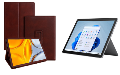 Чехол-подставка CRAYTON для Microsoft Surface Go, Go 2, Go 3 – стиль, защита и ручная сборка, цвет Карминовый