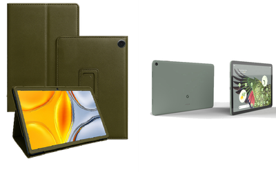 Чехол-подставка CRAYTON для Google Pixel Tablet 2023 – стиль, защита и ручная сборка, цвет Оливковый
