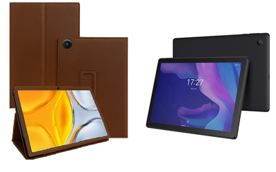 Чехол-подставка CRAYTON для Alcatel 1T Smart 10.1 8092 Prime – стиль, защита и ручная сборка, цвет Коричневый св