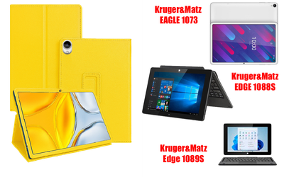 Чехол-подставка CRAYTON для Kruger&Matz EAGLE 1073, EDGE 1088S, Edge 1089S – стиль, защита и ручная сборка, цвет Жёлтый
