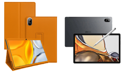 Чехол-подставка CRAYTON для Blackview Oscal Pad 15 – стиль, защита и ручная сборка, цвет Оранжевый