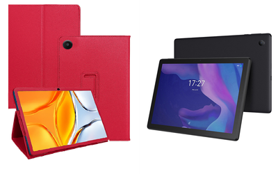 Чехол-подставка CRAYTON для Alcatel 1T Smart 10.1 8092 Prime – стиль, защита и ручная сборка, цвет Малиновый