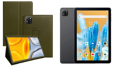 Чехол-подставка CRAYTON для Blackview Oscal Pad 70 – стиль, защита и ручная сборка, цвет Оливковый