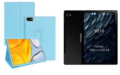 Чехол-подставка CRAYTON для Sigma mobile Tab A1010 4G, Tab A1010 Neo – стиль, защита и ручная сборка, цвет Голубой