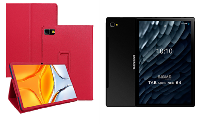 Чехол-подставка CRAYTON для Sigma mobile Tab A1010 4G, Tab A1010 Neo – стиль, защита и ручная сборка, цвет Малиновый