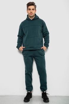 Спортивный костюм мужской на флисе, цвет зеленый, 238R029, AGER, размер XXXL: XXXL
