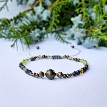 Браслет талісман для знаку зодіаку Діва з натурального каміння на затяжці d-6-2мм
