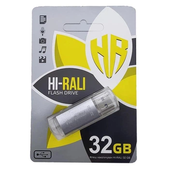 USB Флешнакопичувач 32GB Hi-Rali Silver Rocket 2.0, флешка 32 ГБ для фото, відео та документів 20178