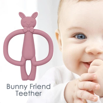 Прорезыватель силиконовый грызунок "Bunny Friend" для малышей от 3 месяцев розовый (PC1023)